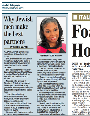 Author Nazaree Hines Starr in The Jewish Telegraph in the UK